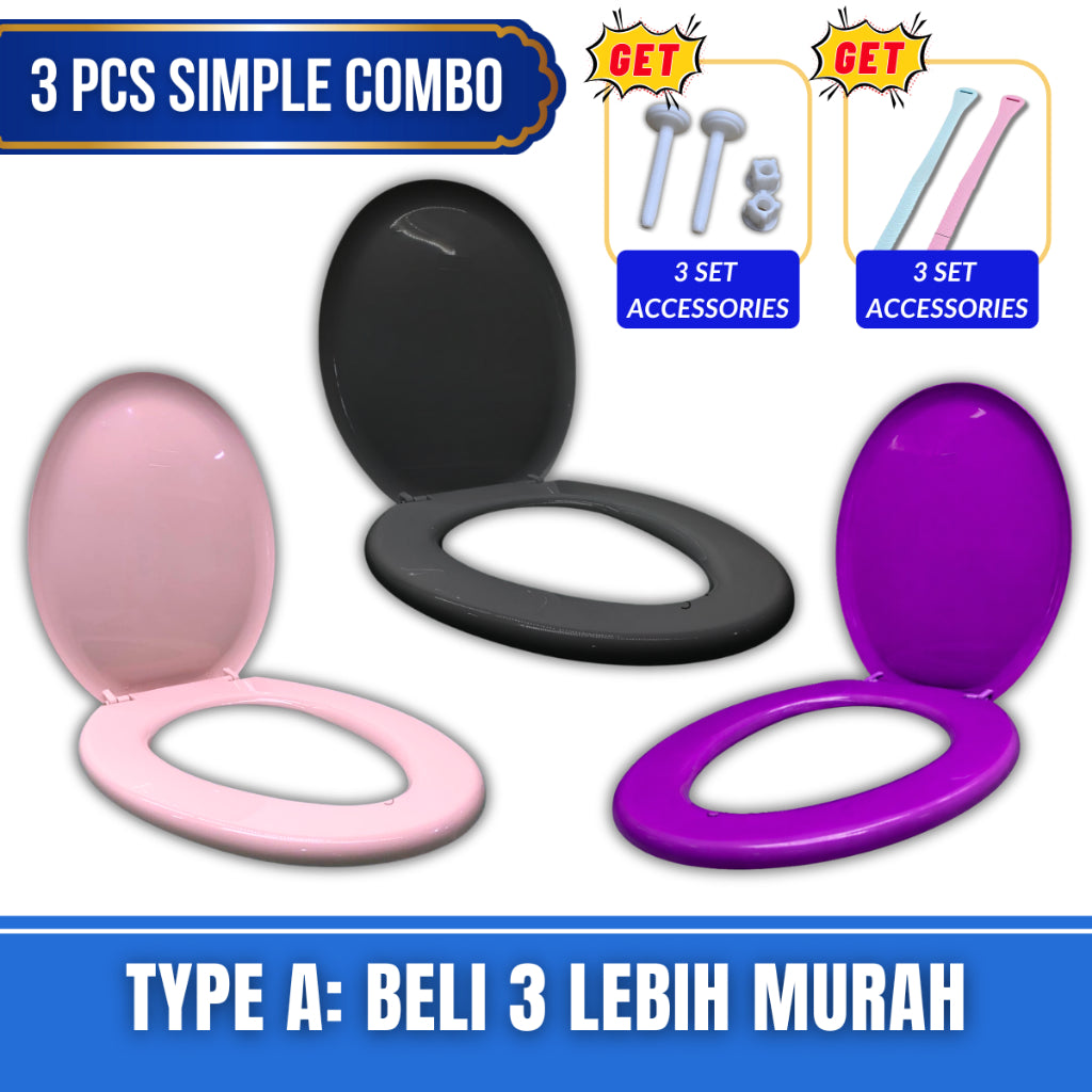 C&C 7Colors Toilet Seat Cover With Screw Plastik Toilet Bowl Seat Cover O Shape Jamban Duduk Penutup Tandas Duduk