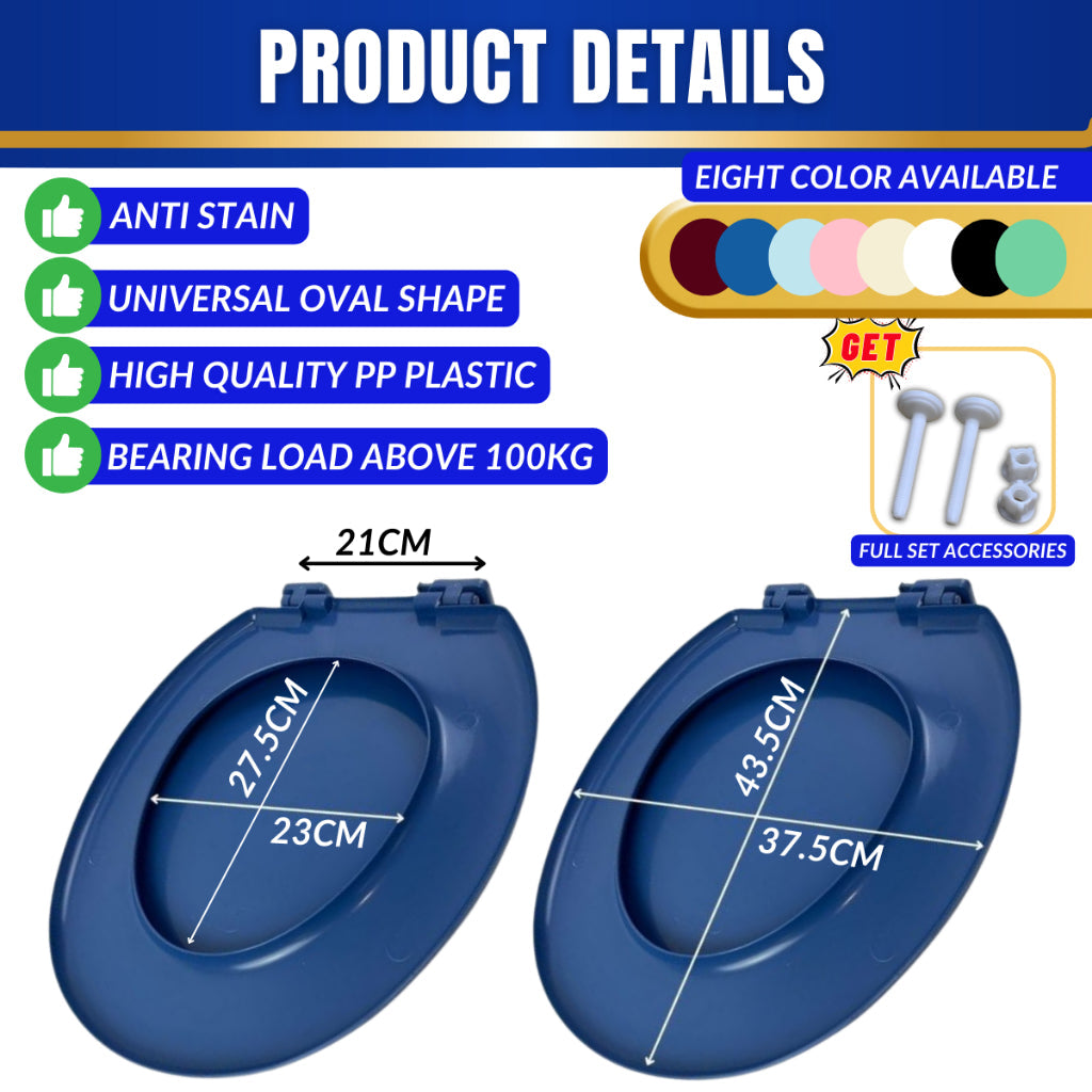 C&C Full Set White Toilet Water Tank Plastic Toilet Cistern + Toilet Seat Cover Combo With Free Accessories Screw Combo