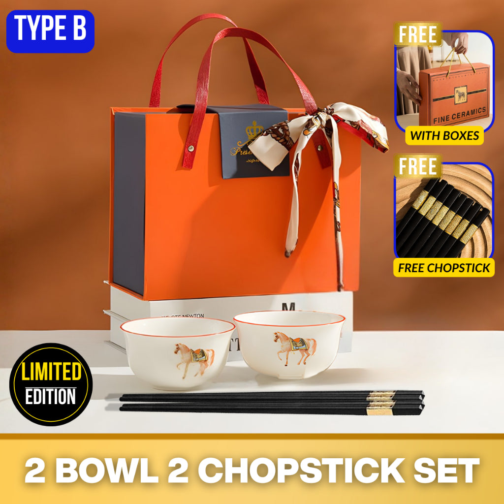 C&C 2026 Horse Mangkuk Viral Ceramic Bowl Gift Set Chinese New Year Lunar New Year Gift Set Rice bowl CNY GIFT SET
