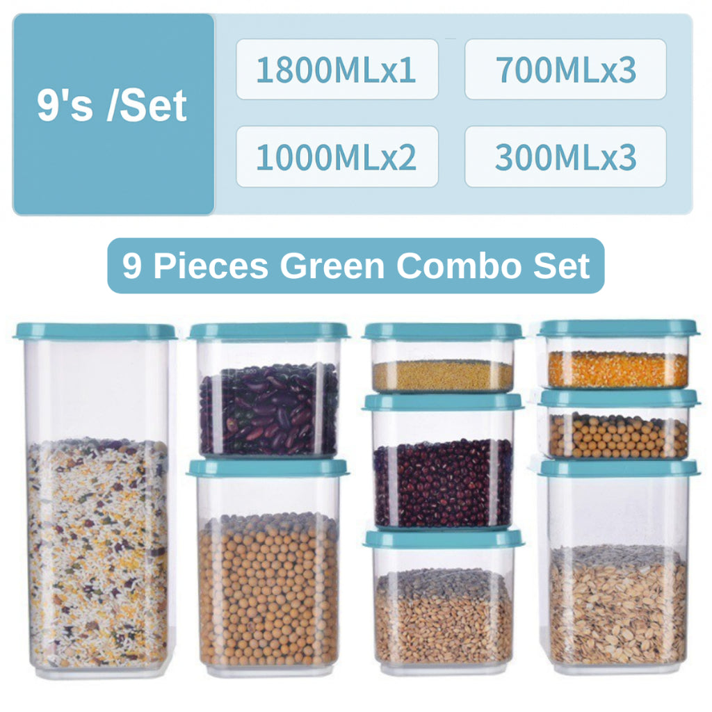 C&C 9pcs/set Food Storage Box Airtight Container With Cover Multigrain Storage Sealed Tank Food Storage Container