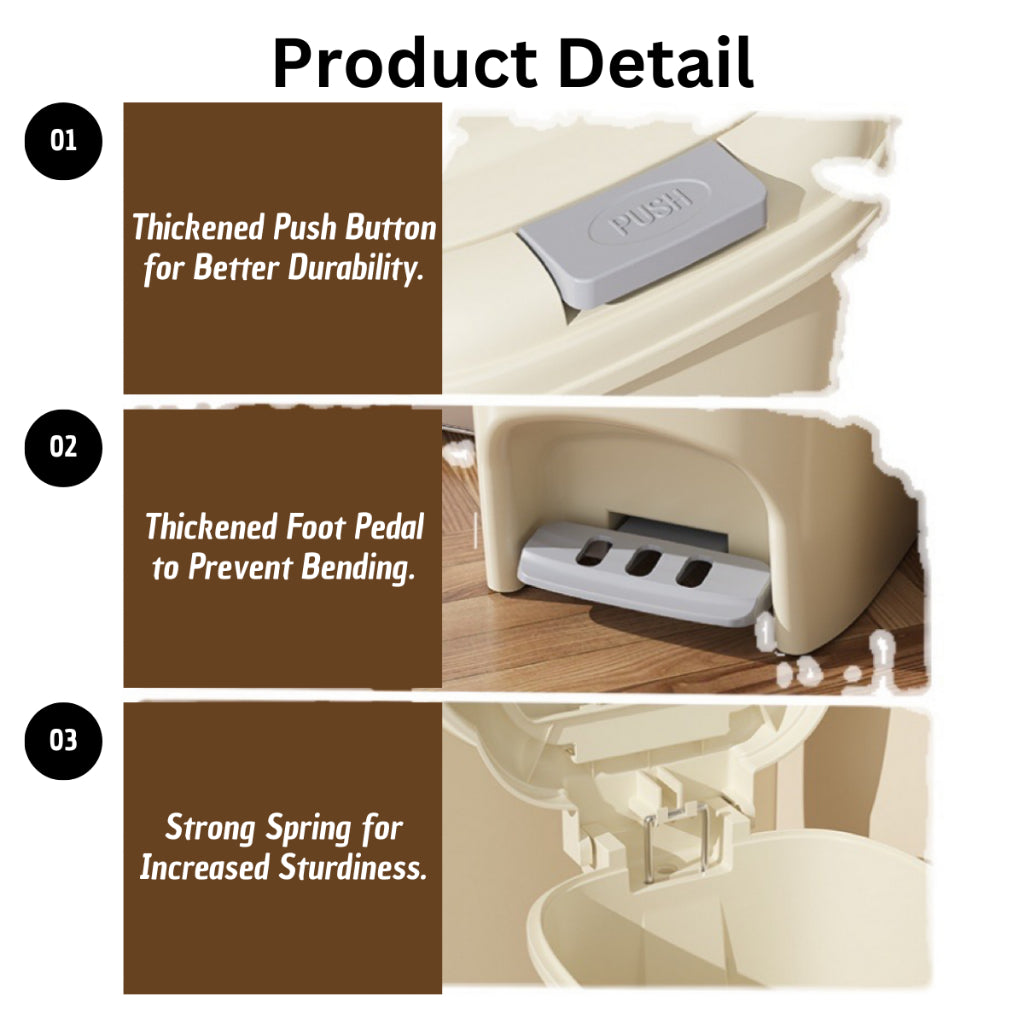 C&C 8L Premium Double Cover Opening Foot Pedal Dustbin Anti-Corrode Tight Sealed Lid Large Capacity