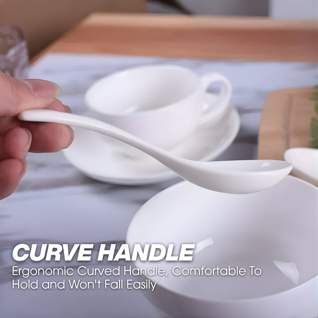 C&C Ceramic Soup Spoon Noodle Spoon Ramen Spoon Dessert Spoon Hotel Use White Porcelain Soup Spoon Sudu Seramik