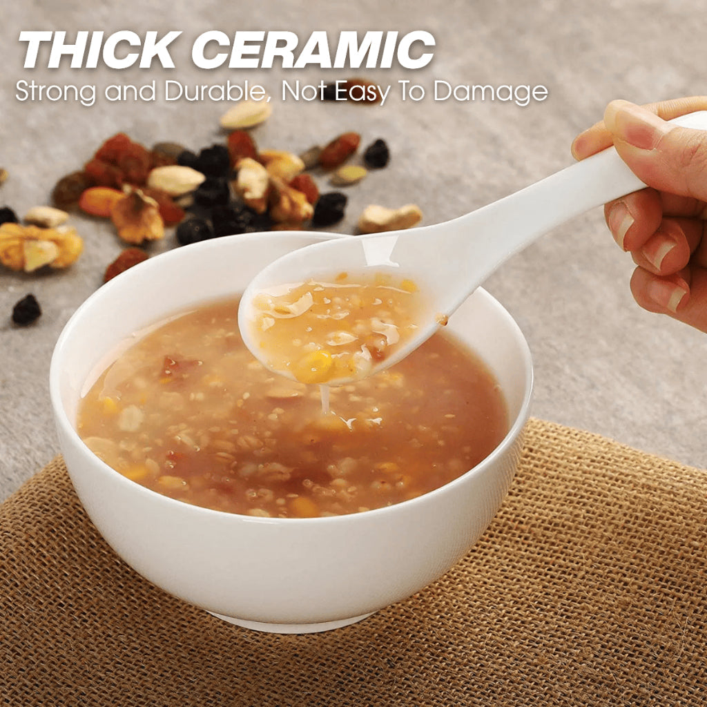 C&C Ceramic Soup Spoon Noodle Spoon Ramen Spoon Dessert Spoon Hotel Use White Porcelain Soup Spoon Sudu Seramik