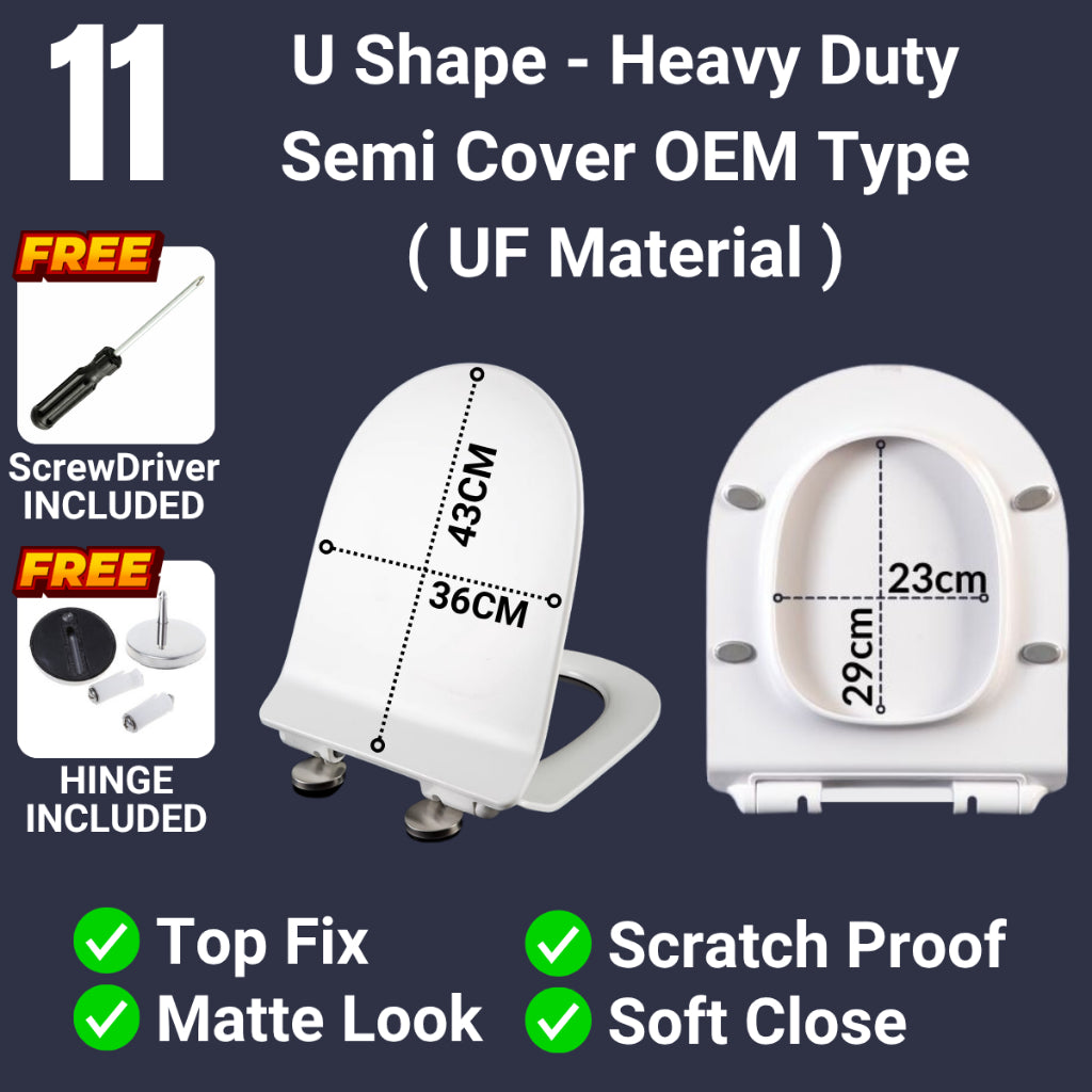 C&C Heavy Duty U Shape Toilet Seat Cover With Soft Close Adjustable Hinge Penutup Mangkuk Duduk Tandas Johnson Sorento