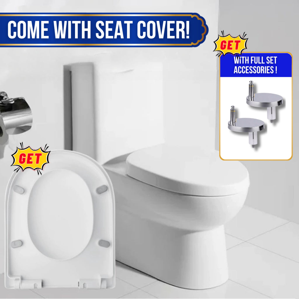 C&C Full Set S-Trap Toilet Bowl Black and Seat Cover Set lengkap Jamban Hitam Tandas 1Piece 2Piece Washdown Cyclone