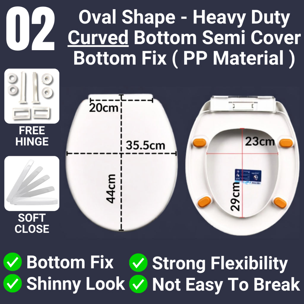 C&C Heavy Duty O Shape Toilet Seat Cover with Soft Close Adjustable Hinge Oval Shape Penutup Mangkuk Duduk Tandas