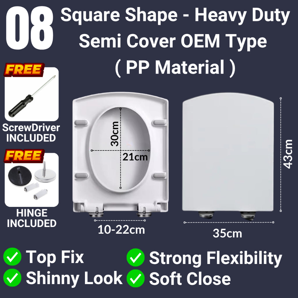 C&C Heavy Duty U Shape Toilet Seat Cover With Soft Close Adjustable Hinge Penutup Mangkuk Duduk Tandas Johnson Sorento