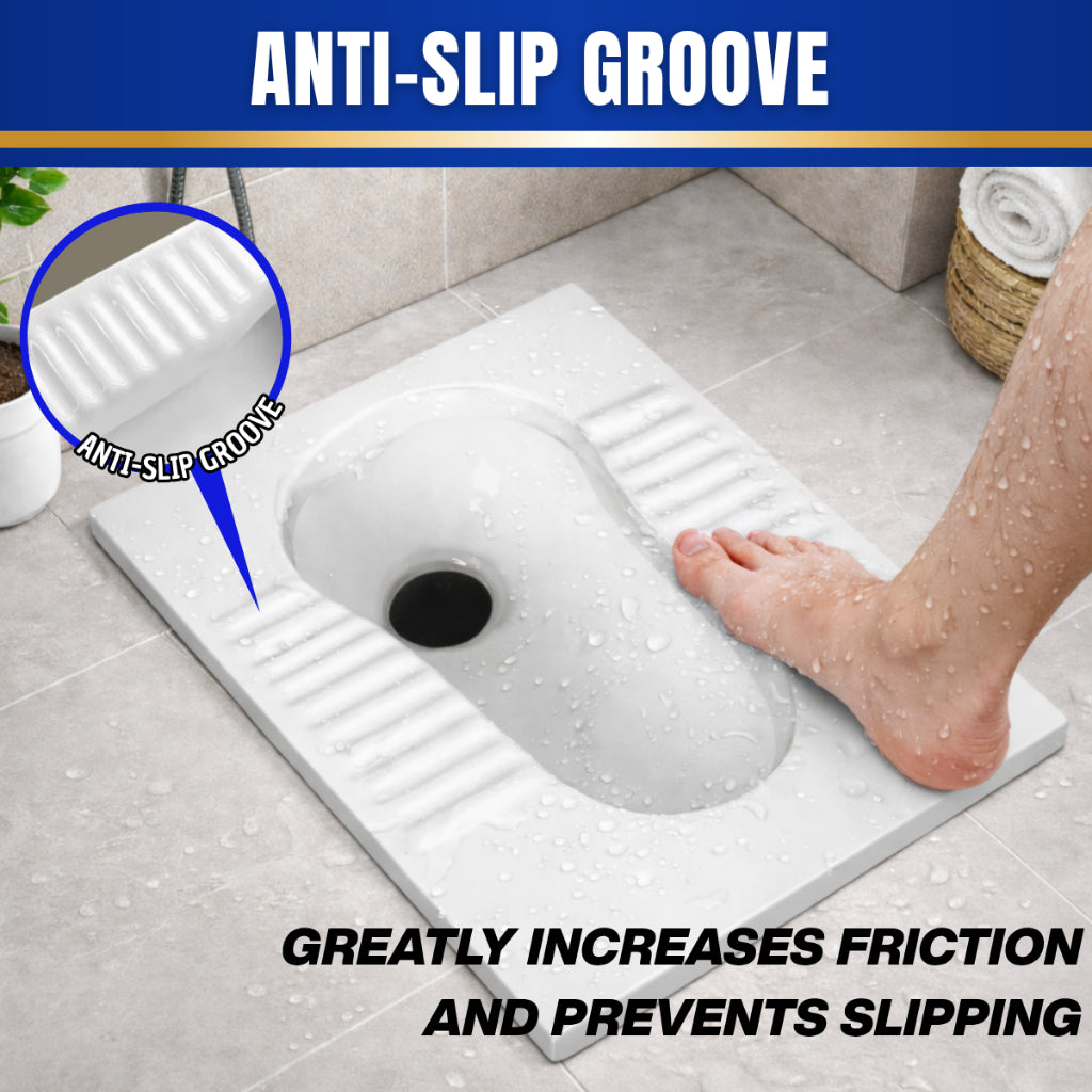 C&C Anti-Slip Squatting Pan Rectangular Toilet Pan White Gloss Ceramic Toilet Squatting Pan Tandas Cangkung Seramik