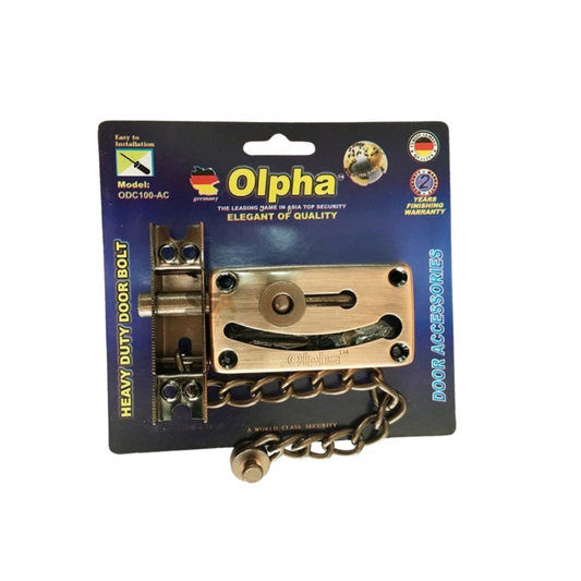 Olpha Heavy Duty Bolt & Chain Door Latch (Antique Copper)