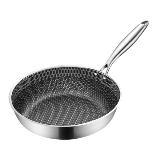 Premium 304 Stainless 30cm Non-Stick Wok Double-Sided Honeycomb Frying Pan 304
