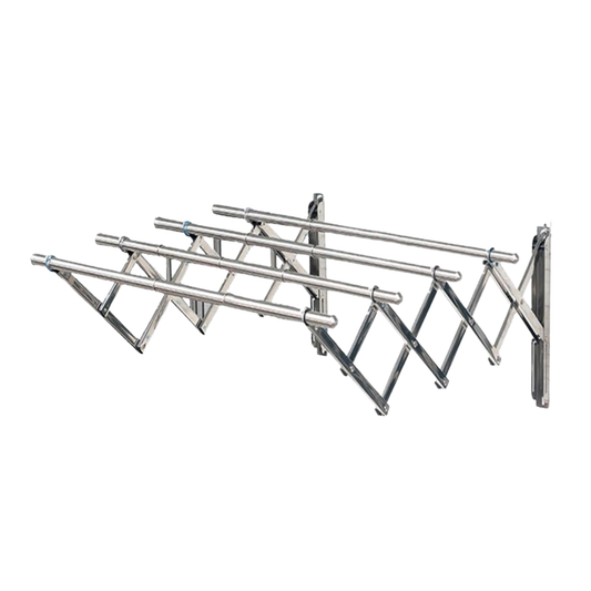 1.7m X 3 Bar 25mm Wall Mounted Stainless Steel Retractable Cloth Hanger Space Saving cloth hanger