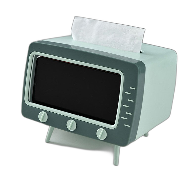 2in1 Tissue Box Office Desk Box Creative TV Appearance with Phone Stand Holder Home Office Case Bekas Tisu