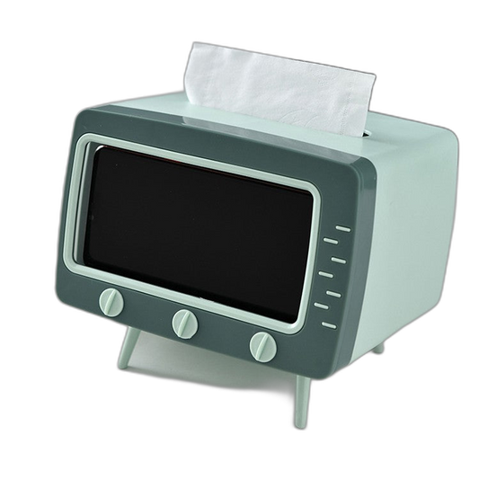 2in1 Tissue Box Office Desk Box Creative TV Appearance with Phone Stand Holder Home Office Case Bekas Tisu