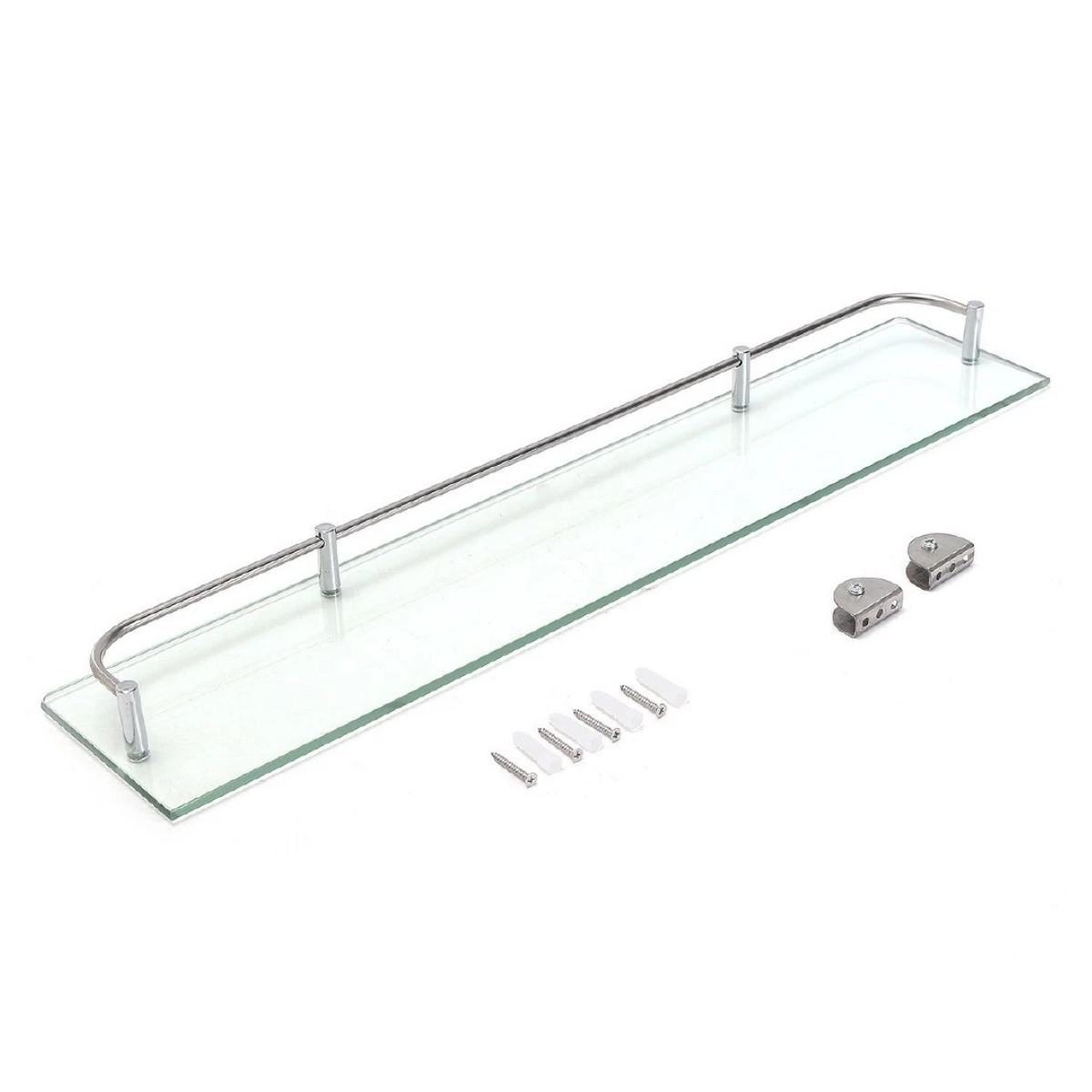 50cm Clear Glass Shelf For Bathroom With Screws Provided Safety Fence Bathroom Storage Rack
