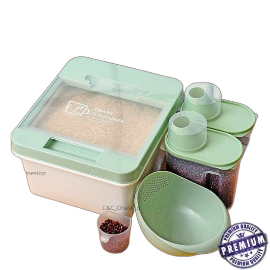 5pcs In a Set Space-Saving Rice Dispenser Rice Storage Box Bekas Beras Rice Container
