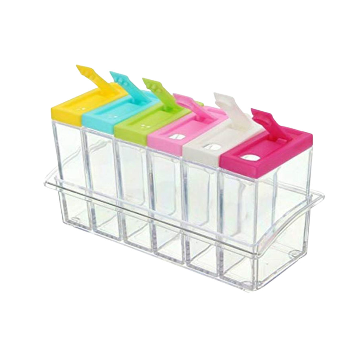 6 pcs/set Rainbow Spice Jars and Rack Seasoning Storage Container Condiment Dispenser Spice Box