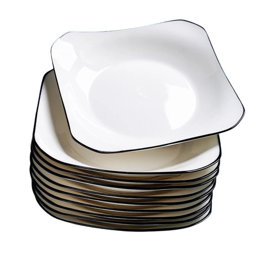 7.5 Inches Black-rimmed Square Plate 7.5 Inches Plates Microwavable Plates Tablewares Microwave Safe