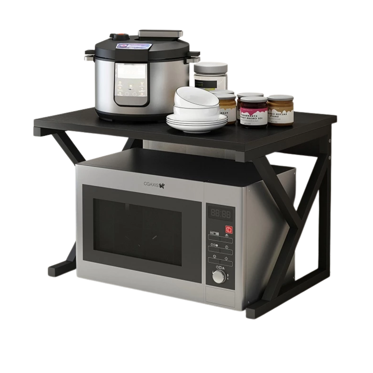 Almari Dapur Kitchen Wooden Rack Storage Organizer Shelf Oven Microwave FREE hooks and screw driver