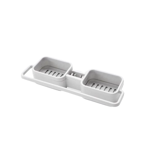 Faucet Double Soap Sponge Holder Storage Rack Organizer Kitchen Sink Drain Rack Holder