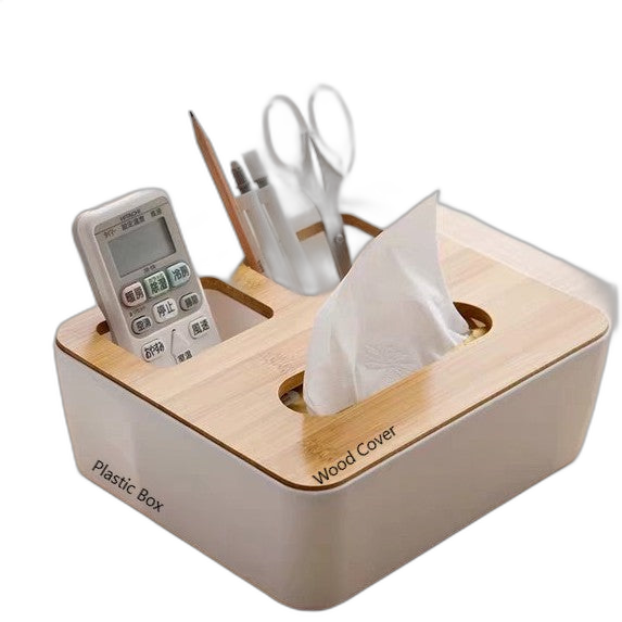Japanese Style Wood Plastic Modern Simple Round Rectangle Tissue Storage Box