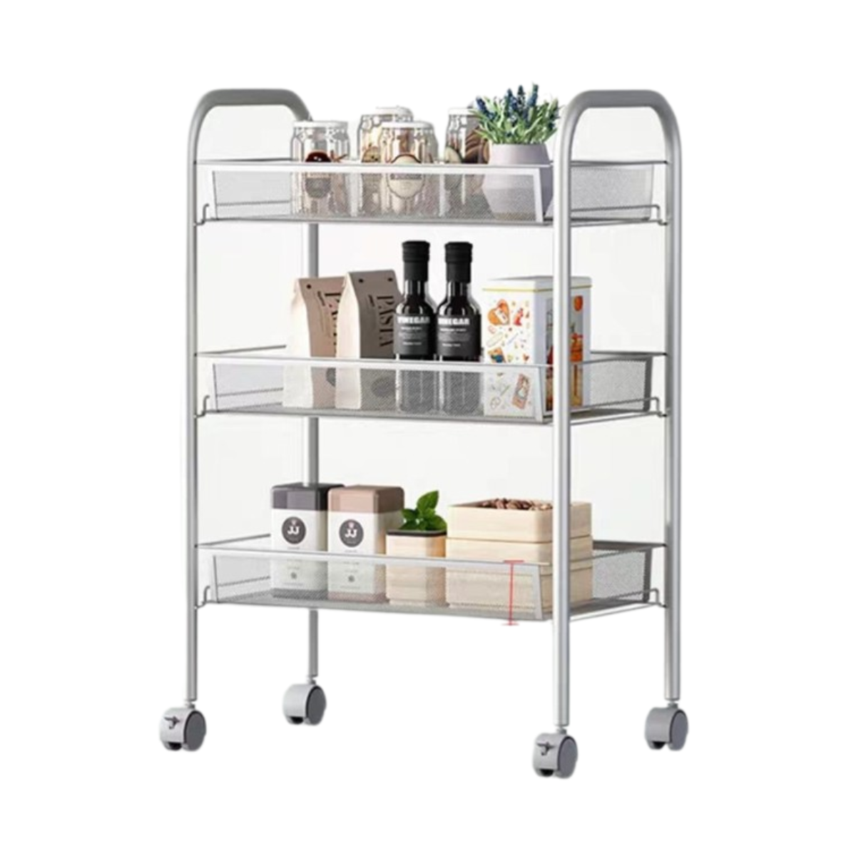 MULTIPURPOSE TROLLEY RACK 3 TIER WITH WHEEL BLACK OR WHITE