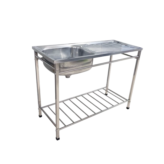 STAINLESS STEEL SINGLE BOWL SINK WITH RACK AND SINGLE DRAINER /Sinki Dapur Set