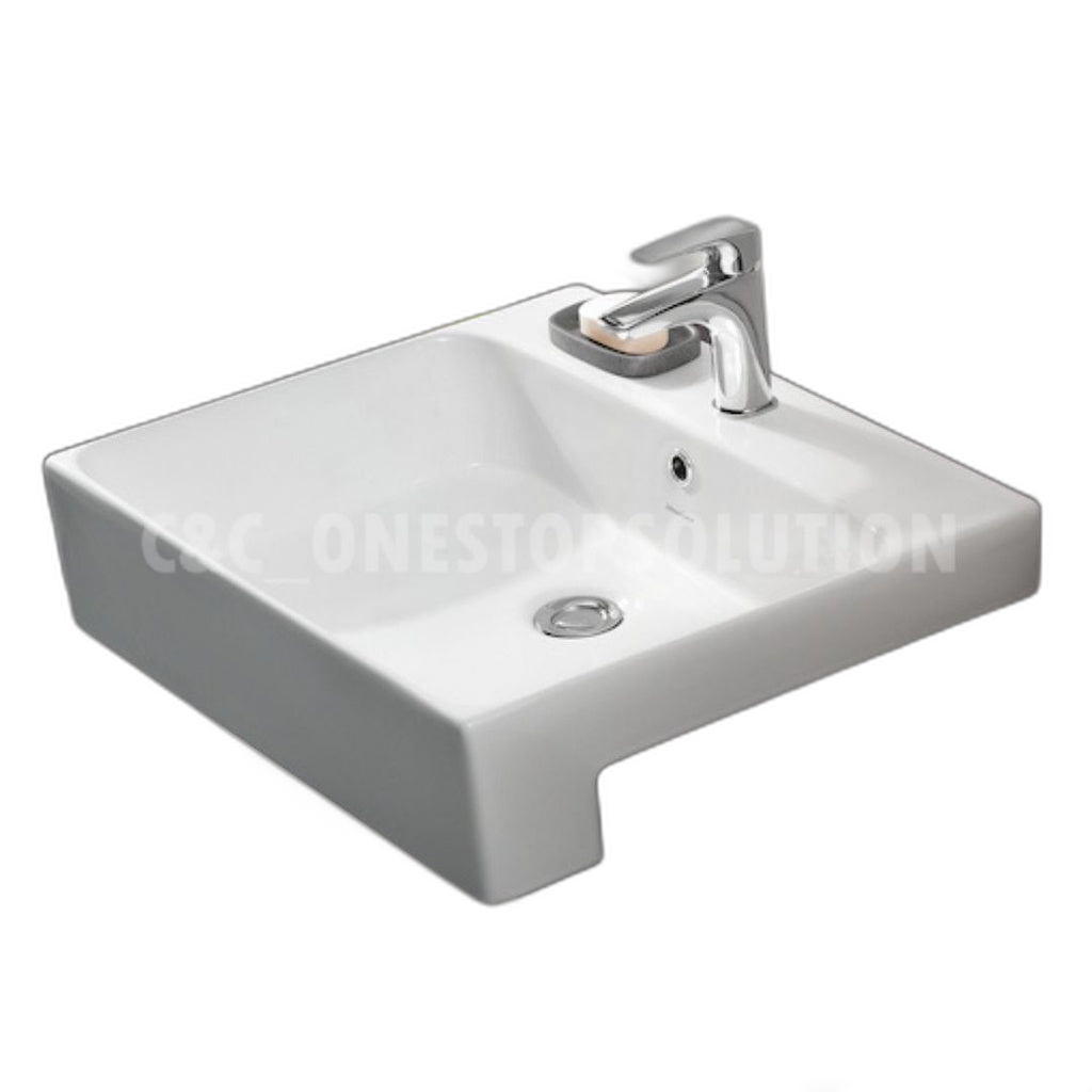 SANITARIO Quality Semi-Recessed Ceramic Basin Counter Top Toilet Basin Bathroom Sink Vanity Sink Bowl 480 X 370 X 160MM