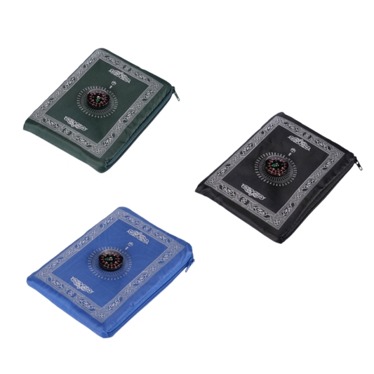 Sejadah + Kompas Kiblat - Solat Doa Sembahyang Muslim Ramadan Travel Carpet Compass Pocket Size Sejadah + Sarung