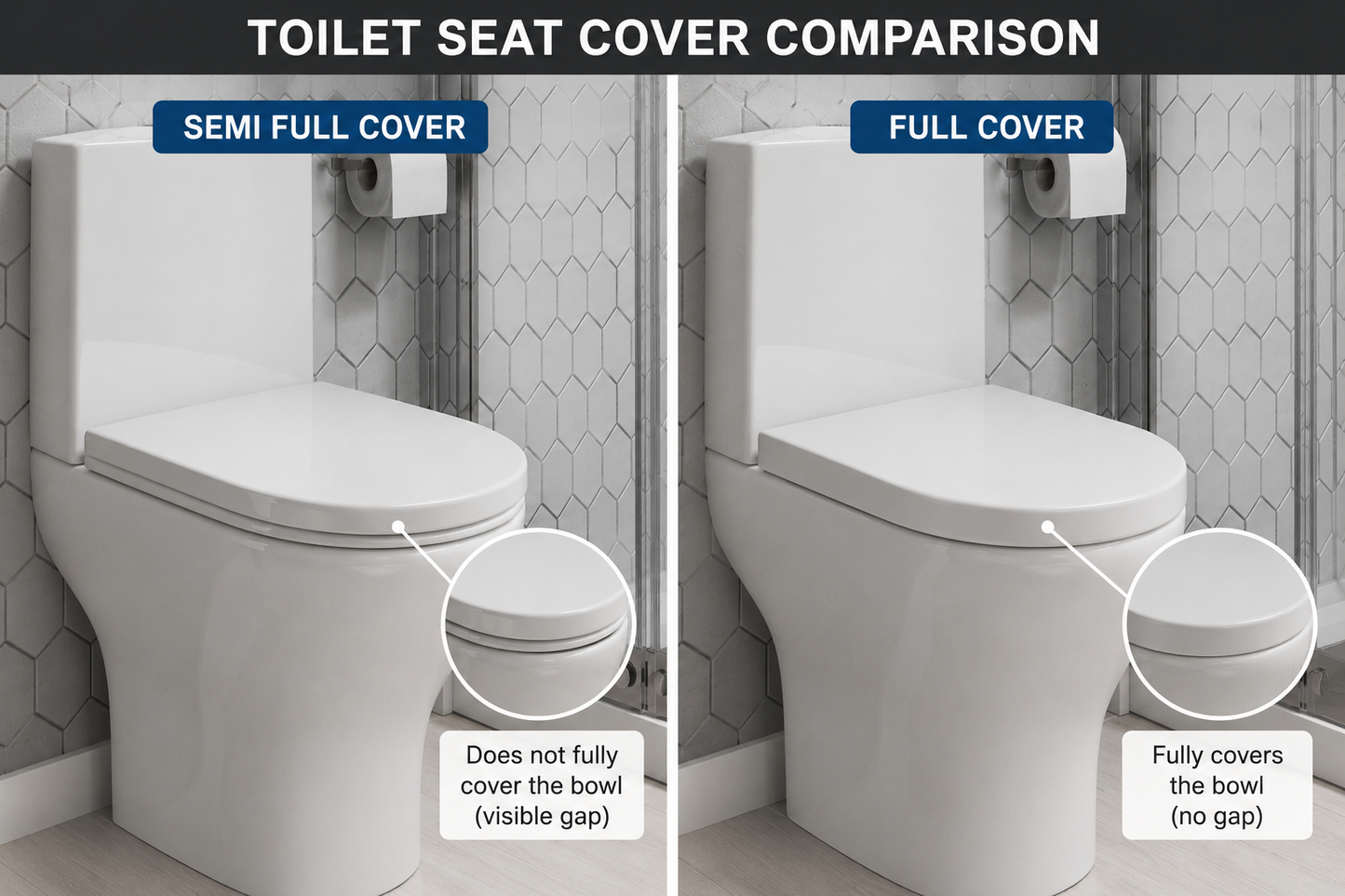 Toilet Seat Cover With Soft Close - U Shape - PP material - Full Cover