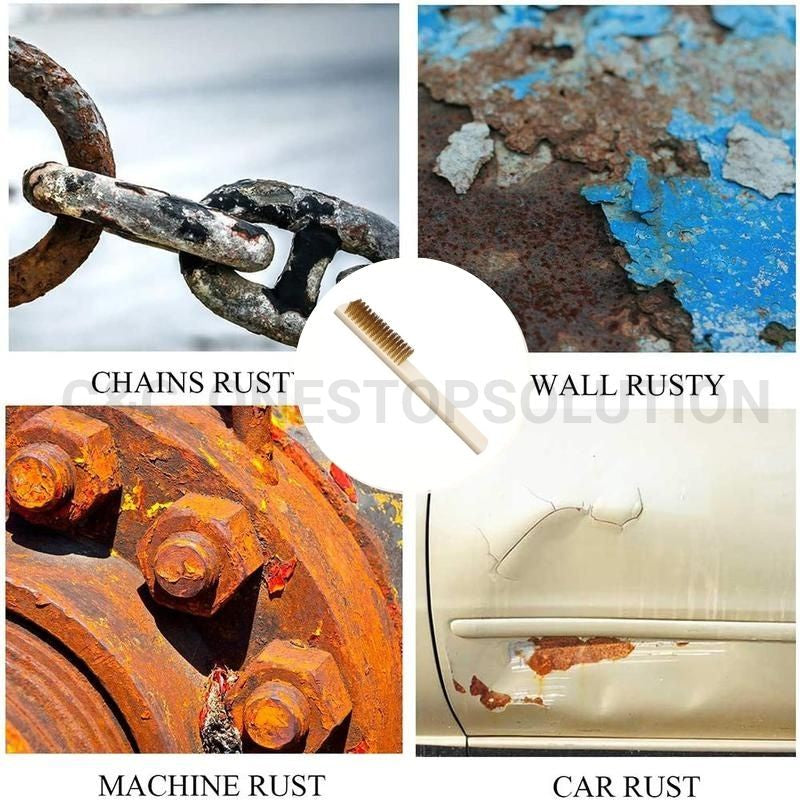 C&C Copper Wire Brush With Wooden Handle Metal High-Density Cleaning Scrub Berus Dawai Tembaga - COPPER PLATED