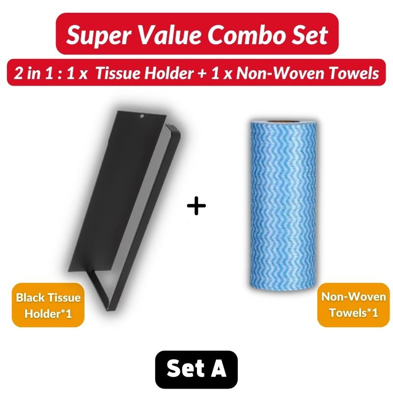 C&C UPGRADED Kitchen Tissue Paper Hanger Rack Toilet Paper Roll Holder Cabinet Rag Hanging Holder Bathroom Organizer