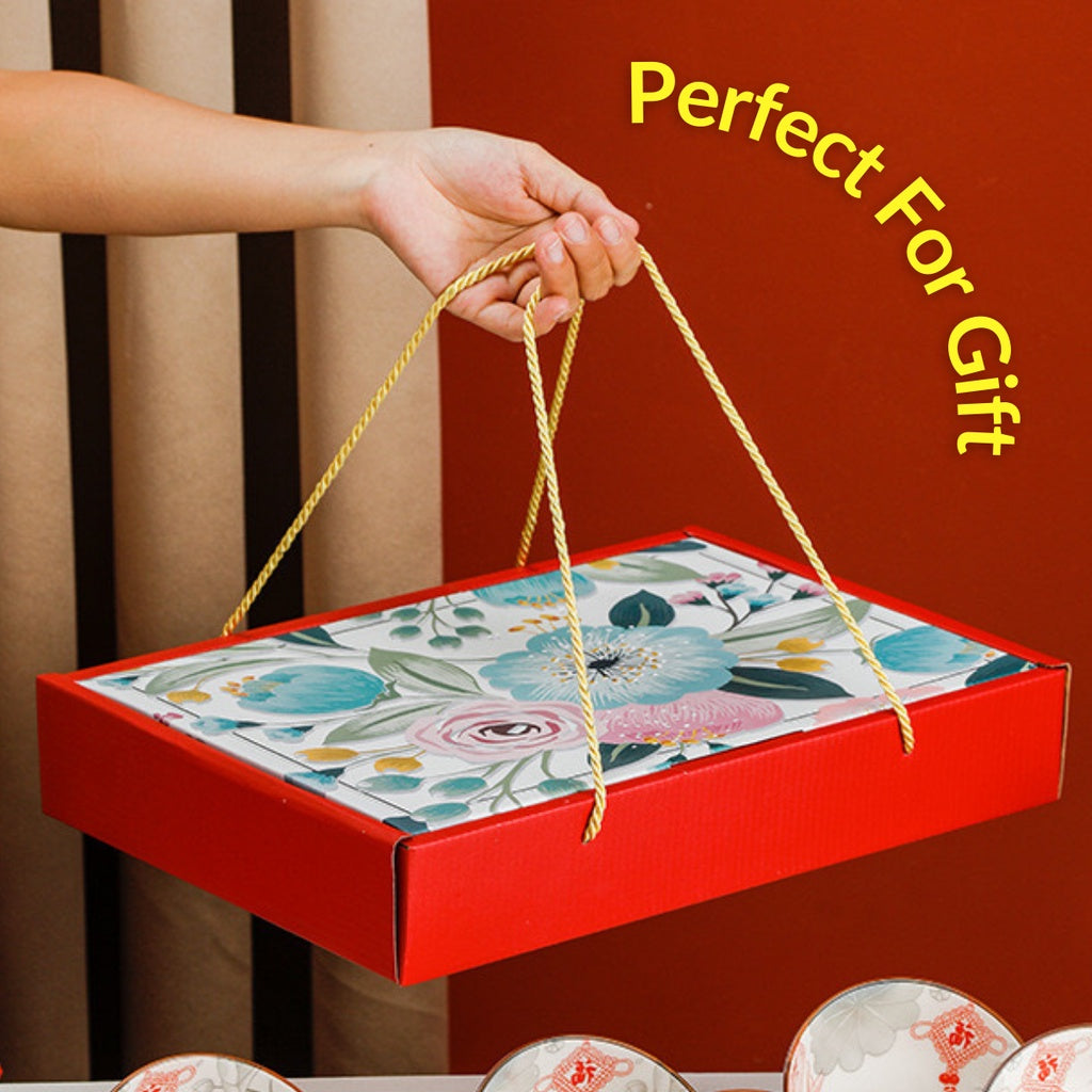 4pcs Bowl Ceramic Tableware Chinese New Year Lunar New Year Gift Koi Fish Bowl Rice bowl