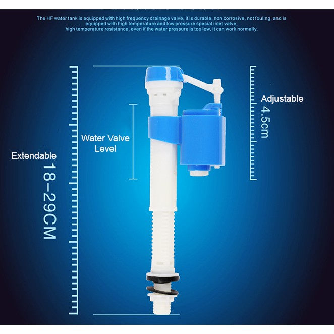 Toilet Water Tank Adjustable Compact Dual Inlet Valve Side Bottom Toilet Cistern Flushing Fill Valve 1/2 inch