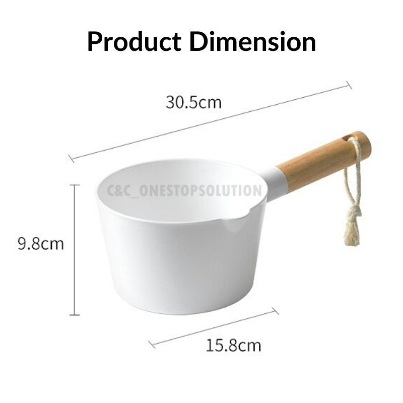 C&C Nordic Water Ladle With Wooden Handle Water Scoop Water Bailer Bath Shower Kitchen Bathroom Rinse Pail Cebok Gayung