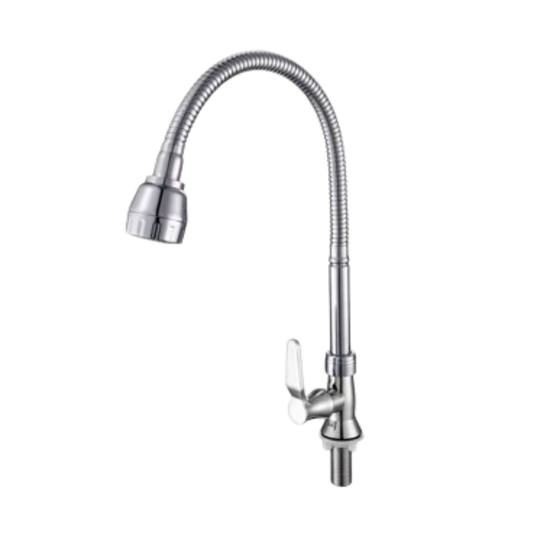 Sinor S-7123-P Kitchen Faucet Flexible Spout Arc Pillar Mounted Water Sink Tap