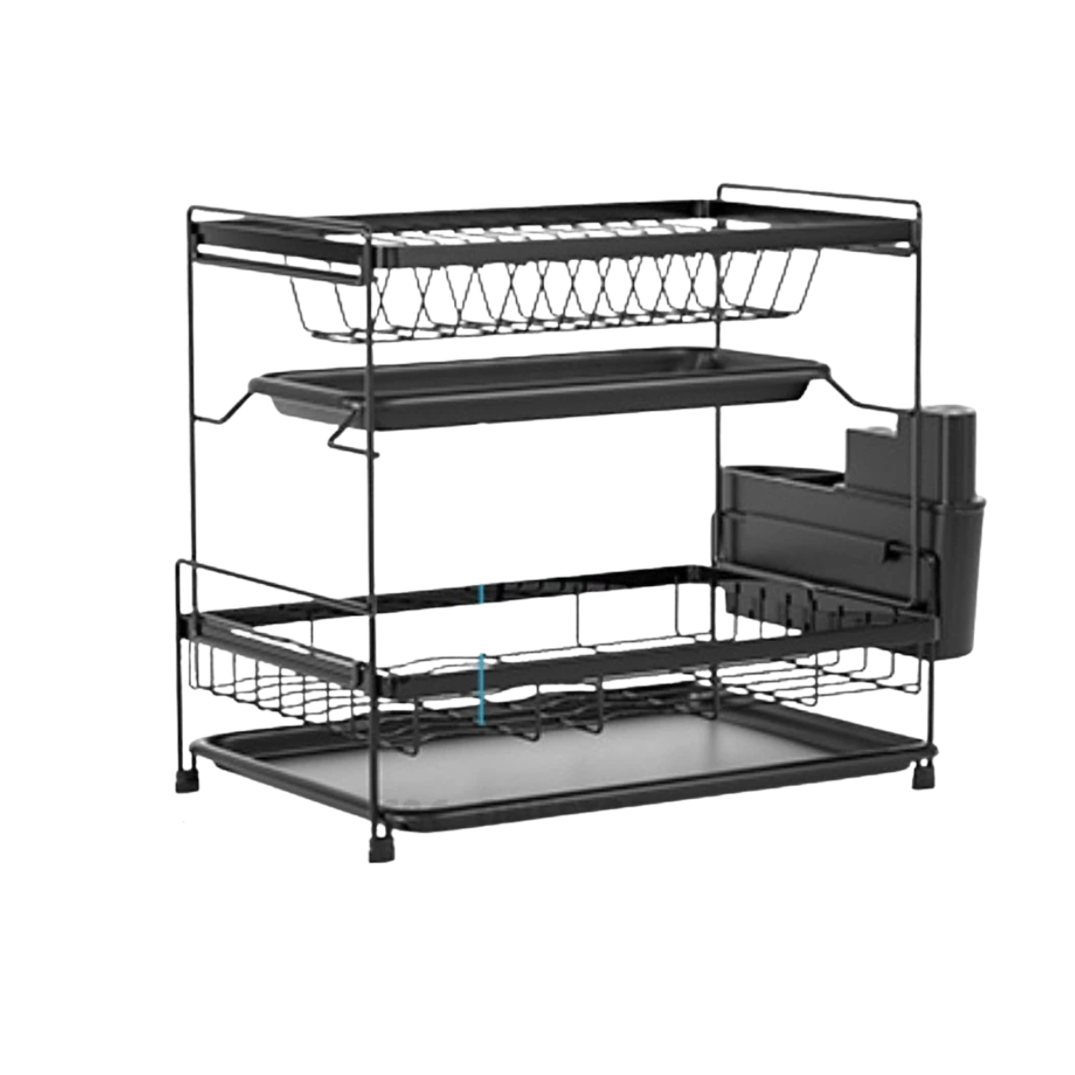 Stainless Steel Dish Rack Rak Pinggan Double Layer Kitchen Rak Mangkuk Multipurpose Dish Rack with Knife Holder