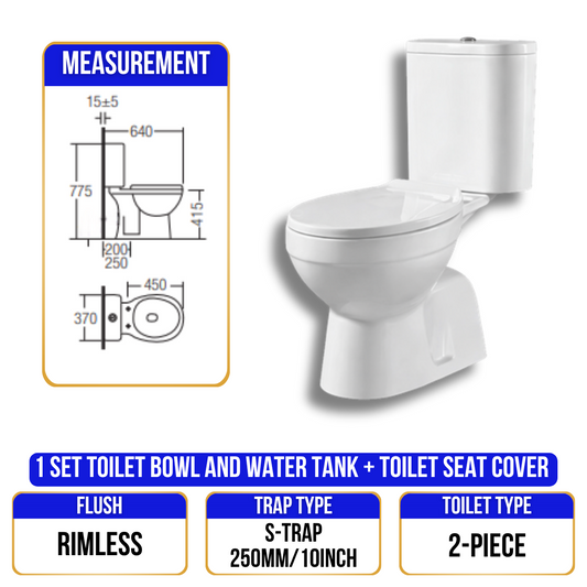 Toilet Bowl 2110A - S Trap - 2 Piece