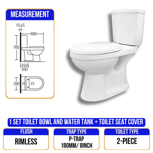 Toilet Bowl C202 - P Trap - 2 Piece