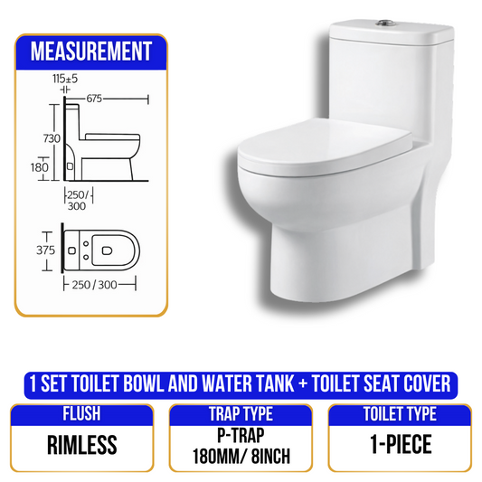 Toilet Bowl C615 - P Trap - 1 Piece