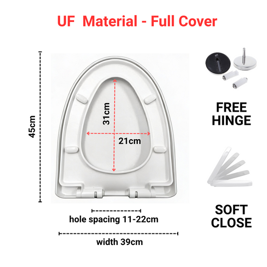 Toilet Seat Cover With Soft Close - V Shape - UF material - Full Cover
