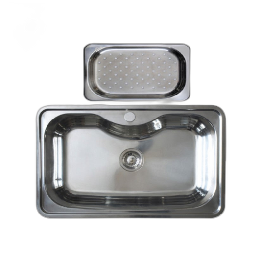 VEMZ FRANCE STAINLESS STEEL SINK SINGLE BOWL INCLUDING WASTE KIT AND BASKET STRAINER WASTE