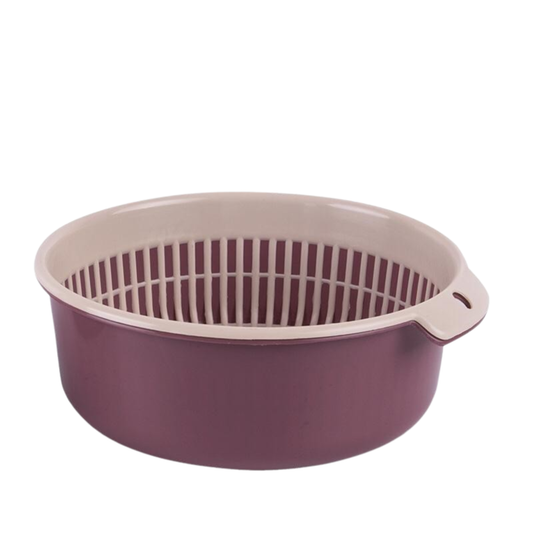 Washing Bowl Drainer Basket Strainers 2 in 1 Washing Basket Vegetable Cleaning Colander Tool Penyaring